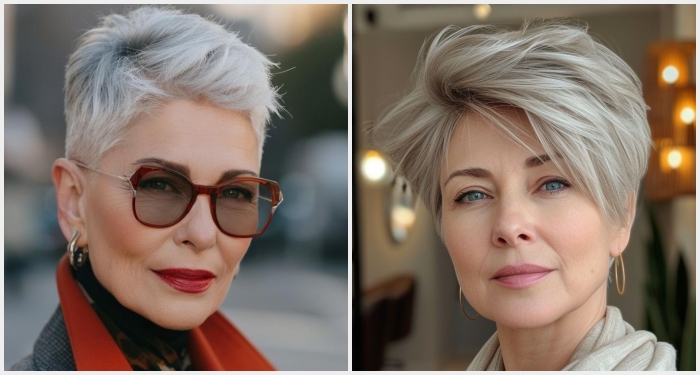 Stilvoller und moderner Pixie für ältere Frauen